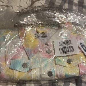 Old Navy Vibrant Pink and Yellow Jean Jacket